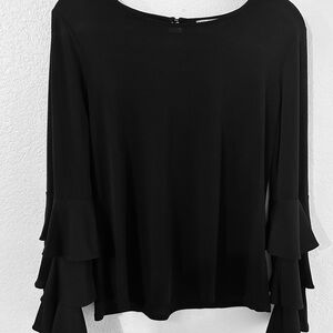 Black Ruffle Sleeve Top CeCe Size Medium